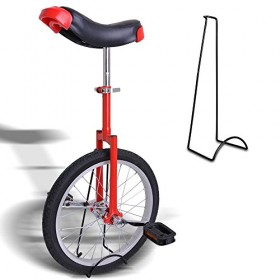 AW 18″ Red Unicycle w/ Stand Chrome Unicycles Wheel Cycling Outdoor Sports Fitness Exercise Health