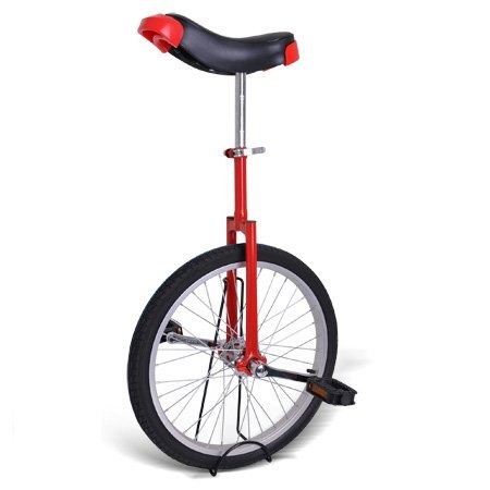20 Inch Mountain Bike Wheel Unicycle with Quick Release Adjustable Seat Color Red