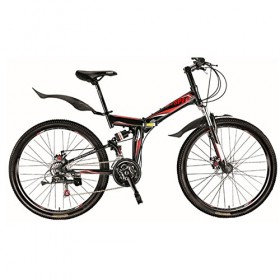 Xspec 26″ 21 Speed Folding Mountain Bike Bicycle Trail Commuter Shimano Black