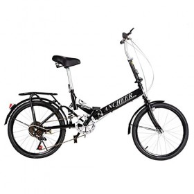 Ancheer 6 Speed Folding Bike 20 inch Foldable Bicycle Black