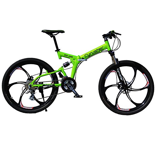 Selected Cyrusher RD-100 Green Shimano M310 ALTUS Full Suspenion 24 Speeds Folding Mens Mountain Bike Bicycle 17 in * 26 in Aluminium Frame Disc Brakes