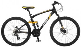 Mongoose Stasis Expert 26-Inch Full Suspension Mountain Bicycle, Matte Black, 18-Inch Frame