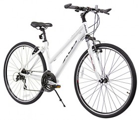 XDS Women’s Cross 300 24-Speed Step-Through Hybrid Bicycle, 44cm, White