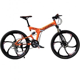Selected Cyrusher RD-100 Orange Shimano M310 ALTUS Full Suspenion 24 Speeds Folding Mens Mountain Bike Bicycle 17 in * 26 in Aluminium Frame Disc Brakes