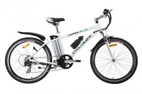 Cyclamatic Power Plus Electric Mountain Bike with Lithium-Ion Battery White