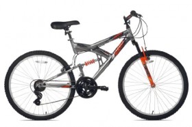 Northwoods Aluminum Full Suspension Mountain Bike (Grey/Orange, 26-Inch)