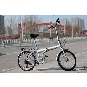 unYOUsual U transformer 20″ Folding City Bike Bicycle 6 Speed Shimano Gear Steel Frame Mudguard Rear Carrier Front rear Wheel Reflectors Silver