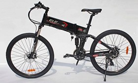 ELECYCLE 26 Inch Aluminum Electric Bicycle Shimano 21 Speeds Mountain Bike with Disc Brakes (Black)