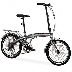 GTM 20″ 6 Speed Foldable Bicycle Folding Bike Fold Storage,Shimano Hybrid, Silver