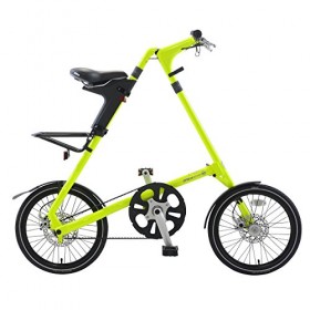 STRiDA EVO Folding Bicycle, unique design, folds to 45x20x9, 18 inch wheels, Unisex, Neon Yellow