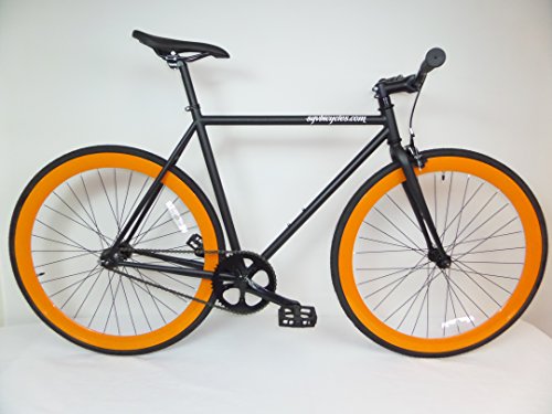 Matte Black and Orange Fixie Single Speed Fixie Bike with Flip Flop Hub By Sgvbicycles Fixies