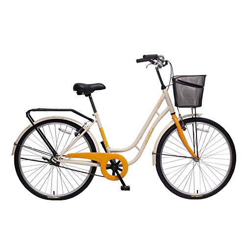 unYOUsual U classic Women’s 26-Inch Single speed Beach Cruiser Bike City Urban Bicycle with Front Basket WANDA Tire