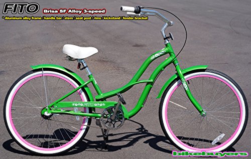 Women’s Brisa 3-Speed Cruiser Bike Color: Apple Green/Pink