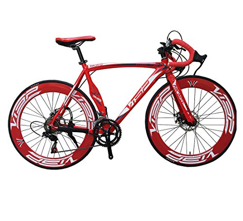 New 2015 VISP-A01 High Fashion Red 54 cm 700C 14 Gears Men Road Bike Speed Road Bicycle Mechanical Disc Brakes