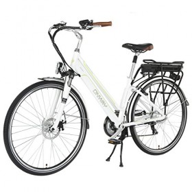 Onway 26 Inch 7 Speed Woman City Electric Bicycle, 36V 250W Aluminium Alloy E Bike with Pedal Assist and Twist Throttle