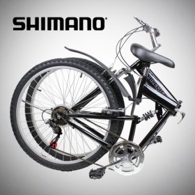 New 26″ Folding Mountain Bike Foldable Bicycle 6 SP Speed Shimano, Black Color