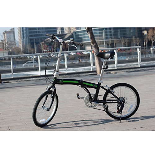 unYOUsual U arc 20″ Folding City Bike Bicycle 6 Speed Shimano Gear WANDA Tire Reflectors Black