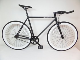 Matte Black and White Fixie with Bullhorns Single Speed Fixie Bike with Flip Flop Hub By Sgvbicycles Fixies